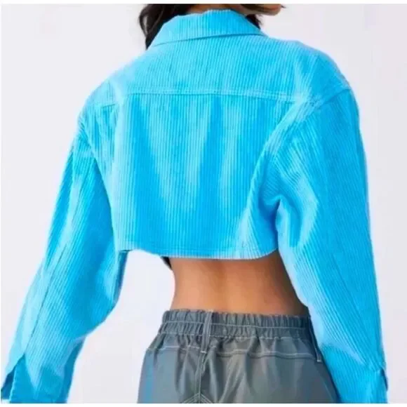 Urban Outfitters BDG blue corduroy cropped jacket L - Picture 2 of 16